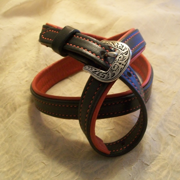 Leather - Black w/ Red 32.5"-36.5" Belt - Picture 1 of 1